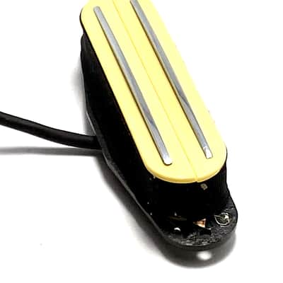 Dragonfire AR5 Strat Sized Humbucker, 1 Qty Position Interchangeable 4 Wire Dual Rail AlNiCo V Pickup ~ Cream with Chrome Rails image 2