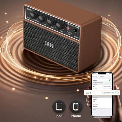 LEKATO 10W Mini Guitar Amp, Portable Electric Guitar Amplifier with Clean/Overdrive Channel, Headphone Jack, AUX Input, Bluetooth, Rechargeable image 5