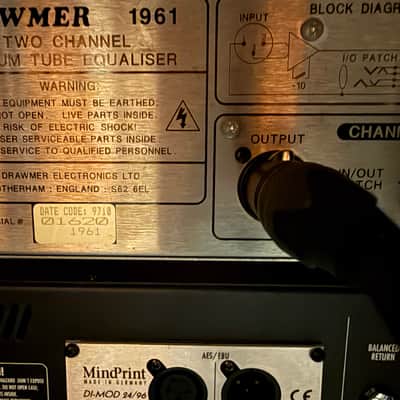 Drawmer 1961 2CH parametric tube equalizer 10/97 - Black image 5