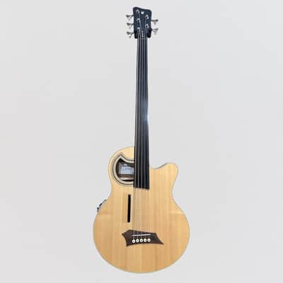 Warwick RockBass Alien Deluxe Thinline Hybrid 5 String Fretless Acoustic Electric Bass Guitar - Natural image 5