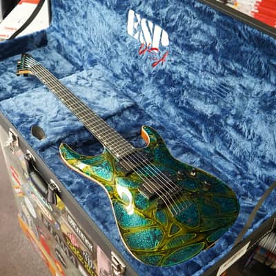 ESP USA Horizon-II Psychedelic Flame 6-String Electric Guitar w/ Black Tolex FF Case image 7