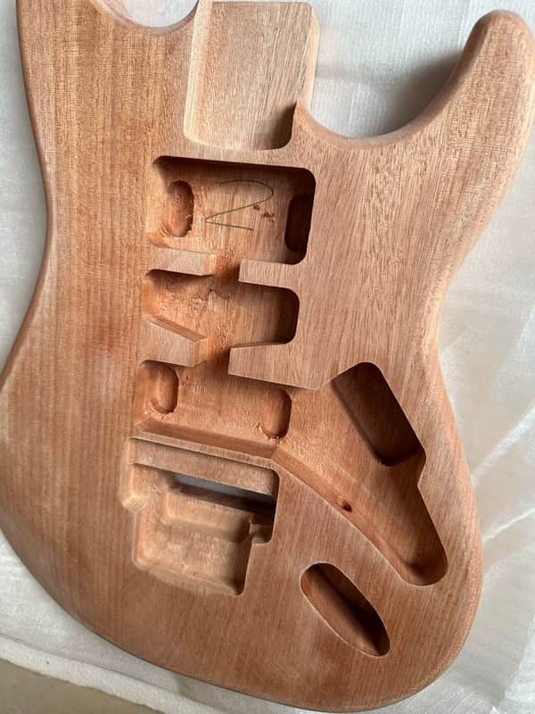 Mahogany Wood HSH Guitar Strat Style Body, with Double Locking Bridge Routing image 1