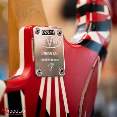 EVH Striped Series Frankenstein Frankie, Maple Fingerboard, Red with Black Stripes Relic image 23