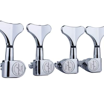 Guyker Guitar Bass Tuners (2R + 2L) - 1:17 Ratio Headstock Sealed Tuning Key Pegs Machine Head Replacement for Electric Jazz Bass or Precision Instruments - Chrome image 2