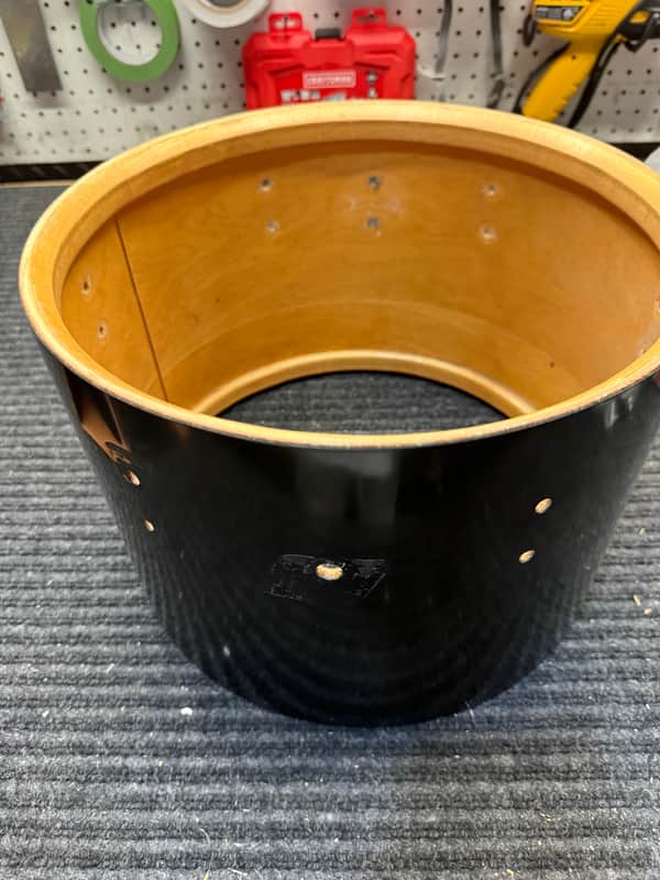 Vintage 1970s Ludwig 3-Ply 13x9 Concert Tom Shell - Black Cortex Clear Maple Interior image 1