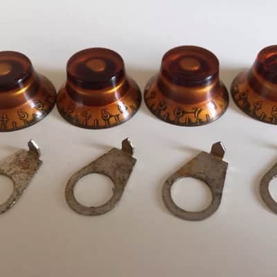 GIBSON 1959 AGED AMBER TOP HAT KNOBS SET NICKEL POINTERS LES PAUL GUITAR RELIC image 1