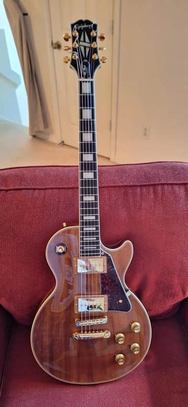 Like New-Epiphone Les Paul Custom KOA Ltd Edition-Natural Finish -WITH MANY CUSTOM UPGRADES, and includes a Genuine Epiphone Hard Shell Case image 1
