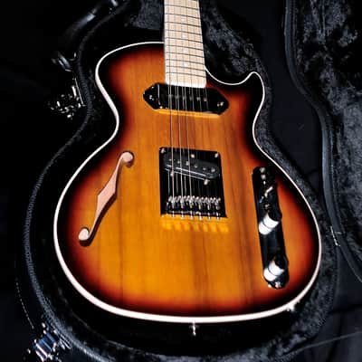 BootLegger Guitar Single Barrel Brown Red Black Burst Custom Case & Flask P90 & Single Coil image 18