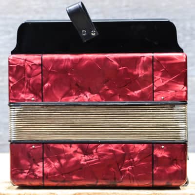 Hohner Erica 2-Row 8-Bass 21-Treble Button C-F Red Diatonic Accordion - Germany image 4