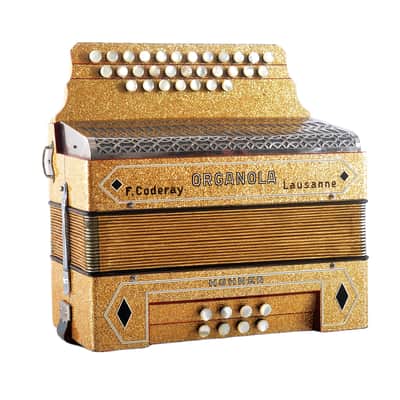 Rare Diatonic Button Accordion Hohner Organola by F. Coderay Lausanne, Switzerland+Original Case&Straps~Squeezebox-C System-powerful voice image 5