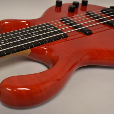 1990 Pedulla MVP-5 Bass Fretless Conversion 5-String Red w/HSC image 10