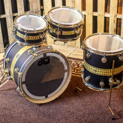 DW Collector's Gold Leaf Rally Stripe Over Ebony Kit - 20,10,12,14 - SO#1153902 image 9