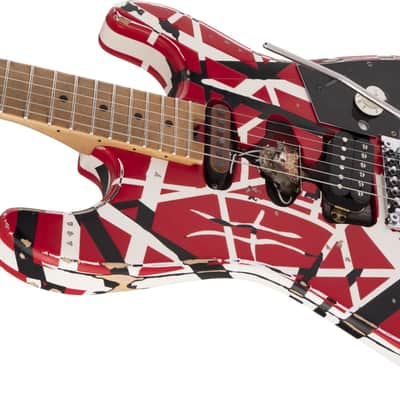 EVH Striped Series Frankie Electric Guitar Red/White/Black Relic image 6