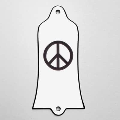 GUITAR TRUSS ROD COVER - Custom Engraved - Fits USA GIBSON - PEACE SIGN - WHITE image 1