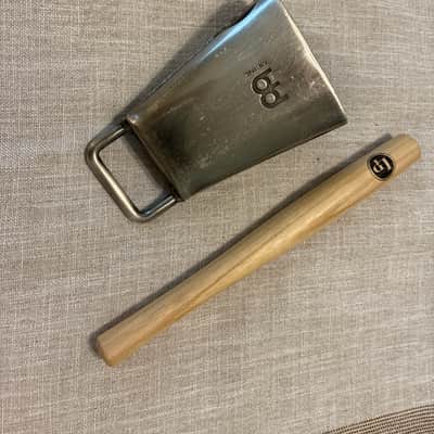 Meinl 4 1/2" handheld cowbell, hand brushed steel 2022 - hand brushed steel image 1