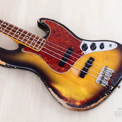 1966 Fender Jazz Bass Sunburst Padauk Fretboard Binding + Dots w/ Case image 10