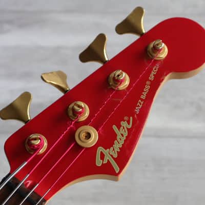 1989 Fender Japan PJR65 Jazz Bass Special PJ Active Contemporary Bass (Chrome Red) image 2