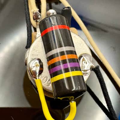 Fender Precision Bass (Standard P-Bass) wiring harness with 0.047uF Bumblebee oil filled capacitor image 4