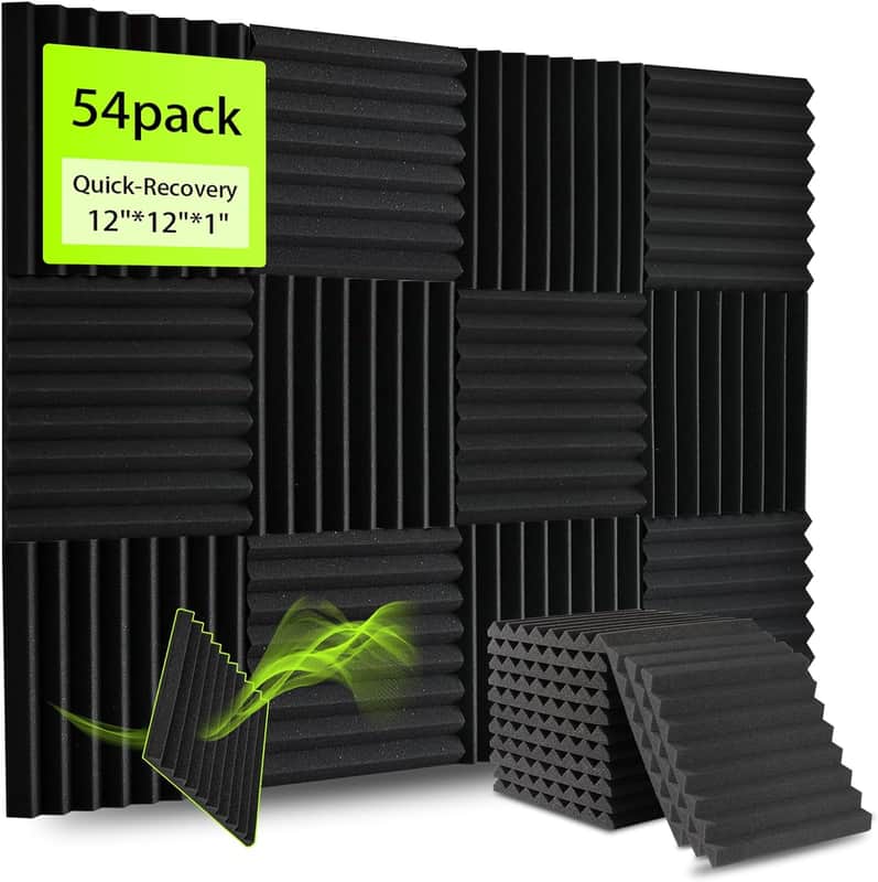 54 Pack Sound Proof Foam Panels for Walls 12x12x1 Inches, Wedges Acoustic Panels Sound Absorbing, Acoustic Foam Panels for Recording Studio, Home, Office image 1