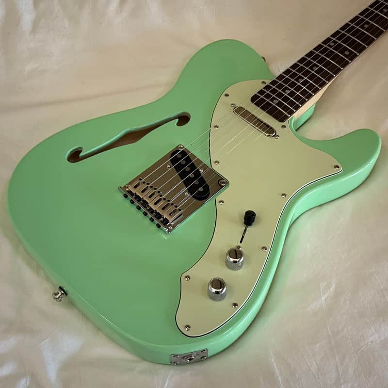 Del Mar Lutherie Tel-Uh-Caster Thinline T-Style Guitar - Surf Green - Made in USA - Free Pro Setup image 1