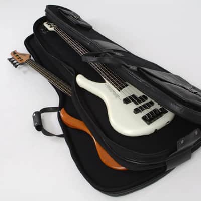 Harvest Fine Leather Black Buffalo & Canvas Gig Bag for Two Electric Bass Guitars image 12