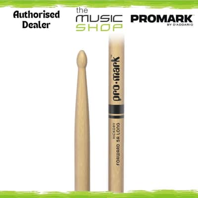 Pair of Promark Forward 5A Long Hickory Wood Tip Drumsticks - TX5ALW Sticks image 1