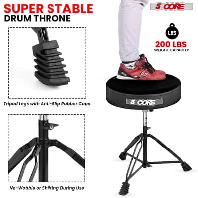 5 Core Drum Throne 3" Padded Drum Seat Height Adjustable Drumming Chair for Practice and Performance image 6