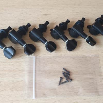 6 In-Line Right Handed Electric Guitar Tuners - Black Korea 10mm image 1