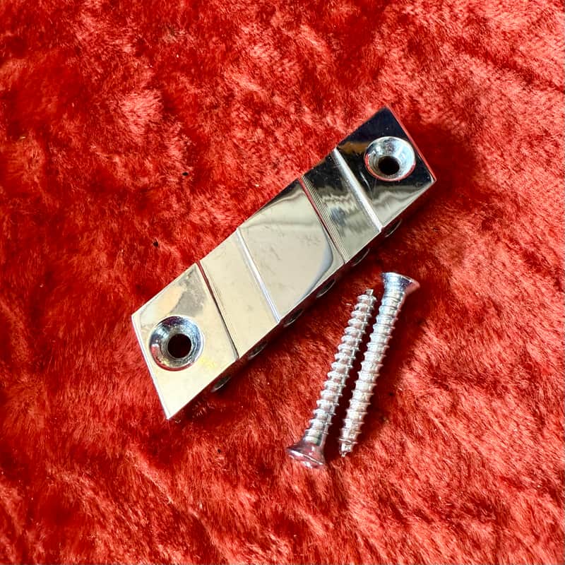 Guild Trapezoid guitar tailpiece 1970’s - Chrome original vintage USA Starfire Polara SG S50 s100 image 1