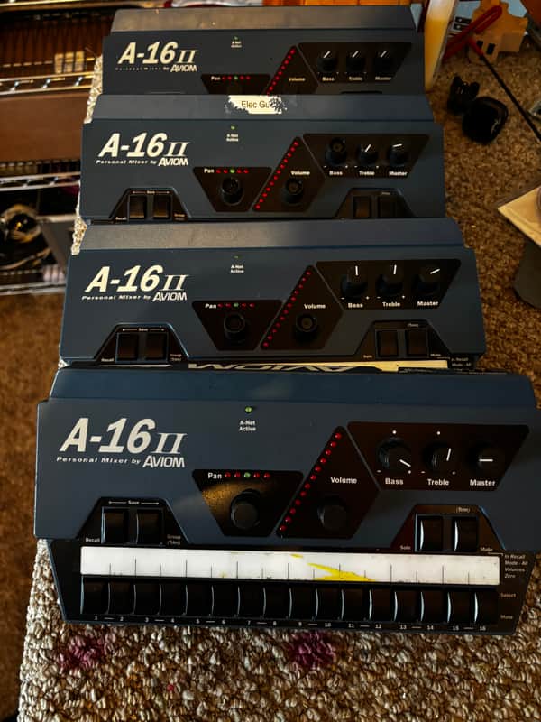 4x Aviom A-16II (A16-II) Personal Monitor Mixer with mount and power supply image 1