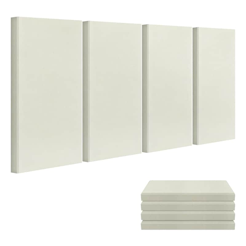 23.62" X 11.81" X 2" Fiberglass Wall Panel, 4 Pack Acoustic Panels, Acoustic Panels Sound Absorbing For Office, Studio, Home Theatre - Beige image 1