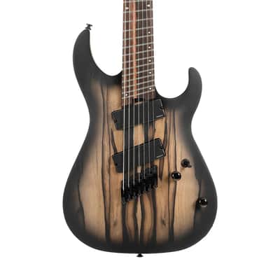 Cort KX507MS-NBB KX Series Pale Moon Ebony Top Mahogany Body Maple & Purple Heart 5-Ply Laminated Neck 7-String Multiscale Electric Guitar image 3