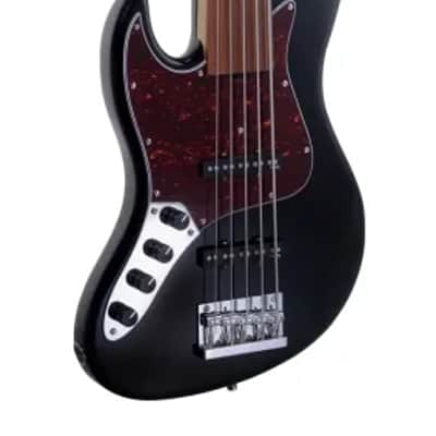 Sadowsky MetroExpress 21-Fret Vintage J/J Bass, Morado Fingerboard, Fretless, Lefthand, 5-String - Solid Black High Polish image 4
