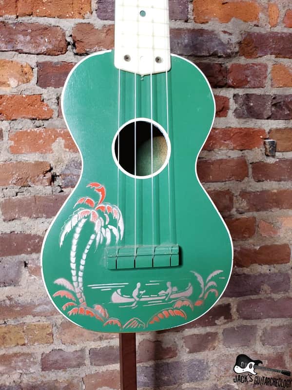 Harmony "Island Stencil" American Made RARE Soprano Ukelele (1950s, Green) image 1