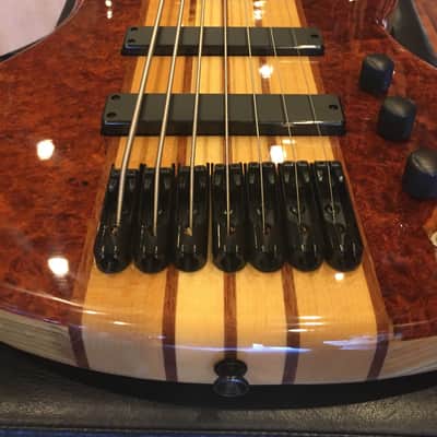 Wolf 7 String Bass Gloss Quilted Bubinga Top Neck-Thru w/ Gigbag image 7