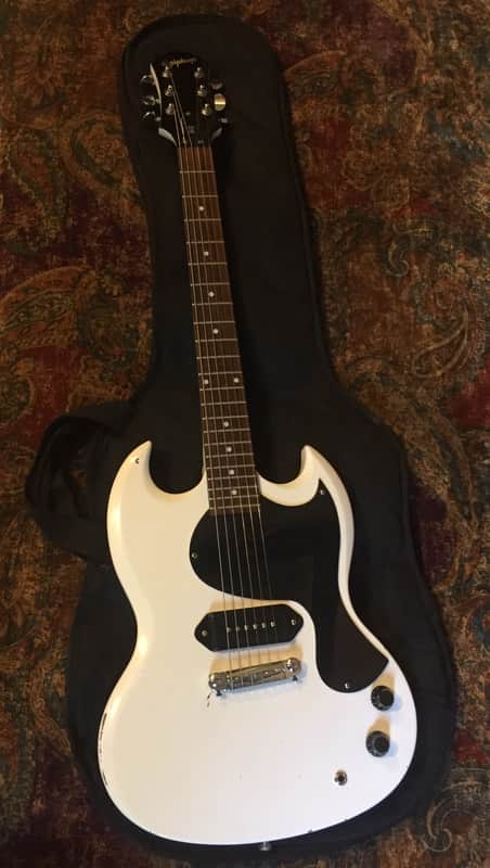 Epiphone SG Jr, Custom Jake E Lee '64 tribute, White +gigbag | Reverb