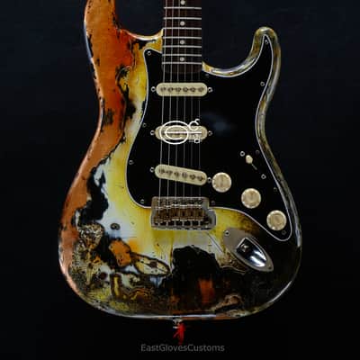 Fender Stratocaster Yellow/Copper Hot Lava Super Heavy Aged Relic by East Gloves Customs image 1