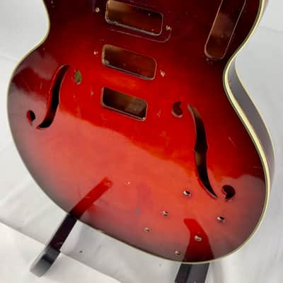Harmony H-78 Hollow Body Electric Guitar Body  1964 Red Burst image 3