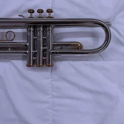 King Tempo Nickel 1970s - Silver Trumpet with Laquer slides and original case image 10