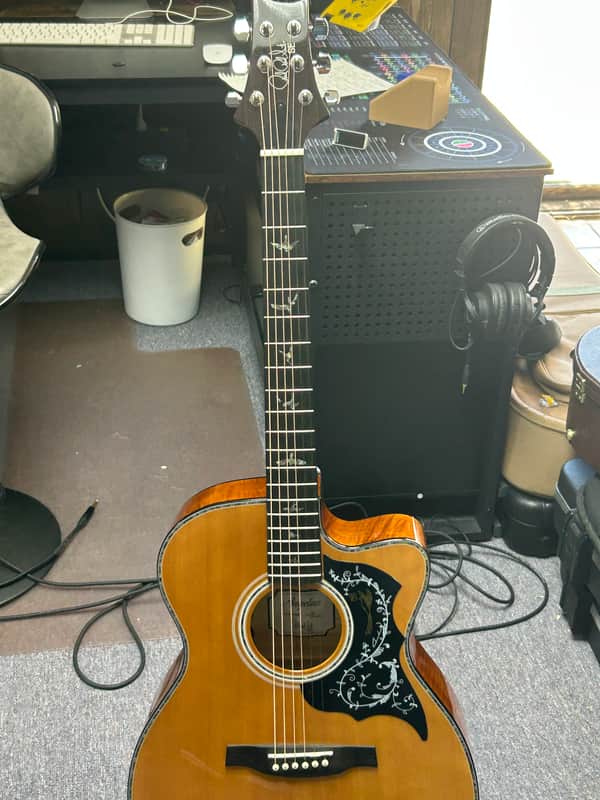 PRS SE A50E Angelus with Fishman GT1 Pickup 2018 - 2021 - Natural with Fire Red Burst Back image 1