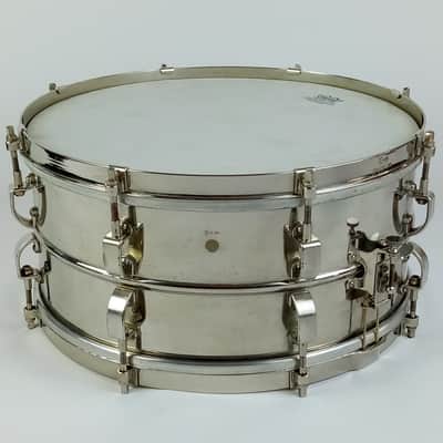 Leedy 6.5x14"Commander Snare Drum 8-Lug Vintage NOB Nickel-Brass Vintage 40s WW2 image 1