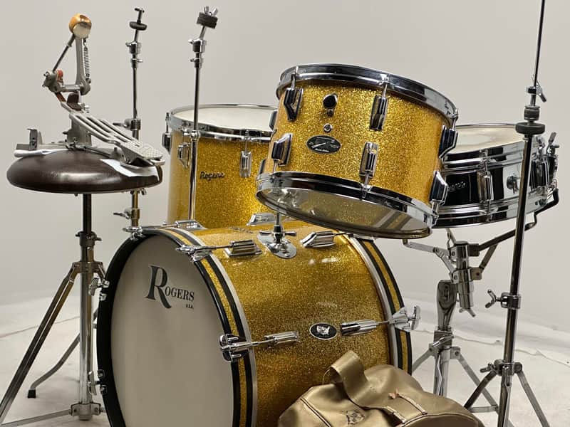 Rogers 20/12/16" Cleveland-Era Holiday Drum Set - VIDEO Gold Sparkle "Headliner" Outfit w/ 5x14" Powertone image 1