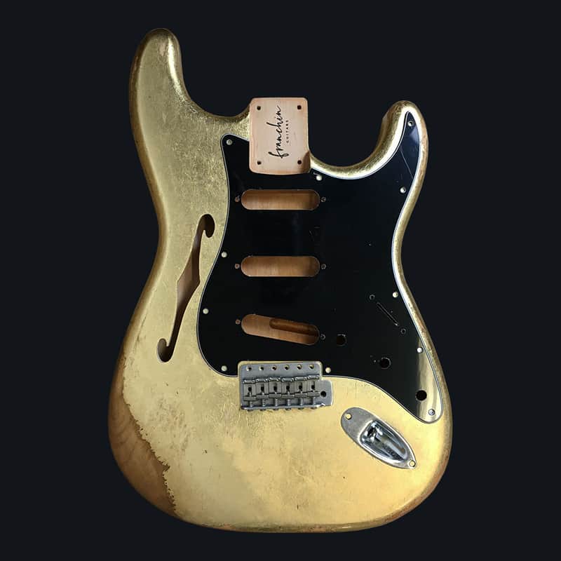 Made to Order - FRANCHIN Mercury F guitar body Relic Aged METALLIC LEAF (Gold/Silver/Copper) Basswood Poplar Stratocaster-Strat-S-Style F-hole Thinline Made in Italy image 1