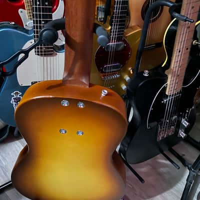 Daddy Mojo wooden electric dobro resonator guitar - desert sunburst image 8