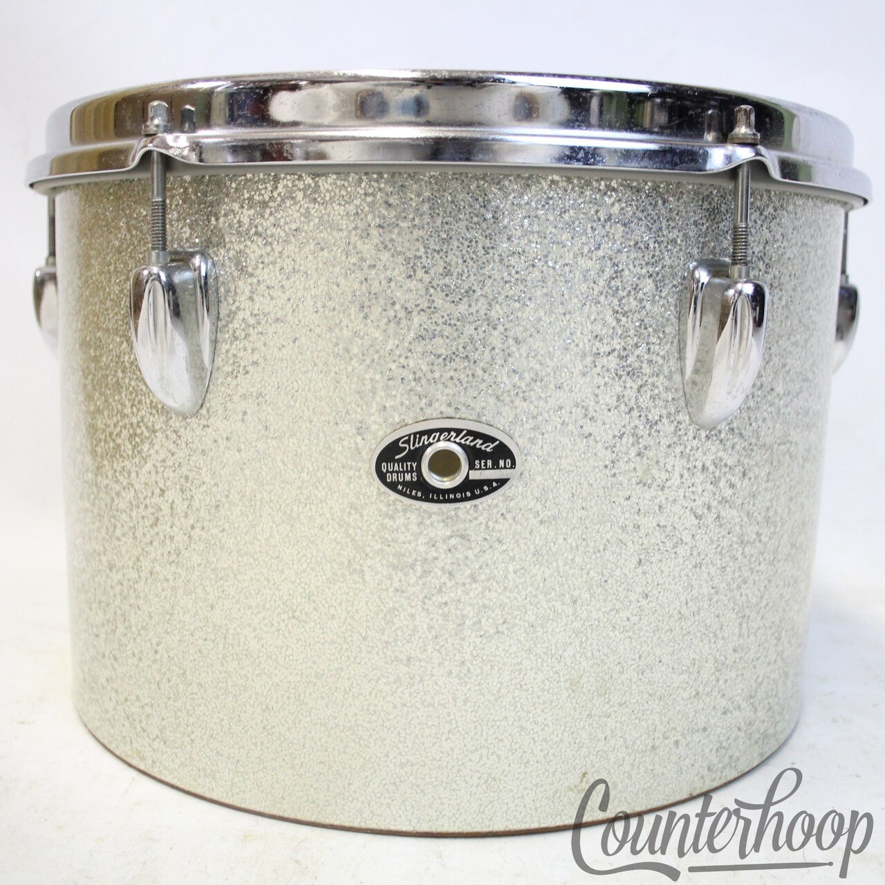Slingerland 13x9" Silver Sparkle Wrap Concert Tom Drum Chrome Vintage 70s Niles — main photograph