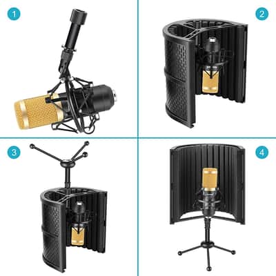 Tabletop Compact Microphone Isolation Shield + Condenser Microphone image 4