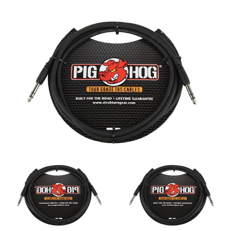 Pig Hog PTRS06 Balanced Stereo Instrument Cable 6FT 1/4" TRS - 1/4" Plug 8mm imagen 1