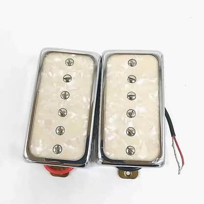 White Pearl Top Guitar Neck and Bridge P90 Humbucker Pickups image 5