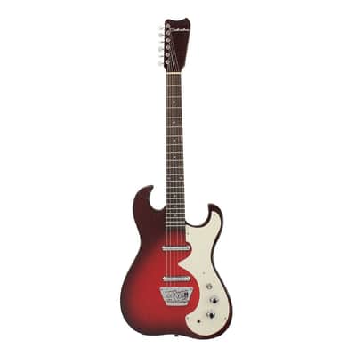 Silvertone 1449 Series Double Cut Guitar - Red Silver Flake Burst image 2