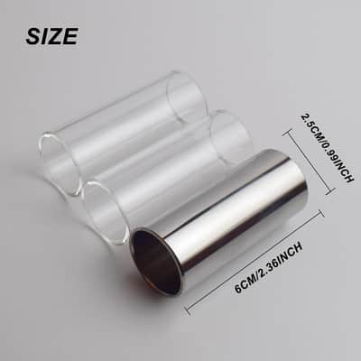 Guitar Slide, 2 Glass Slides & 1 Steel Guitar Slide for Electric and Acoustic, With 3 Finger Picks, 1 Thumb Pick & Portable Box for Guitar and Bass, Medium (6 cm) image 2